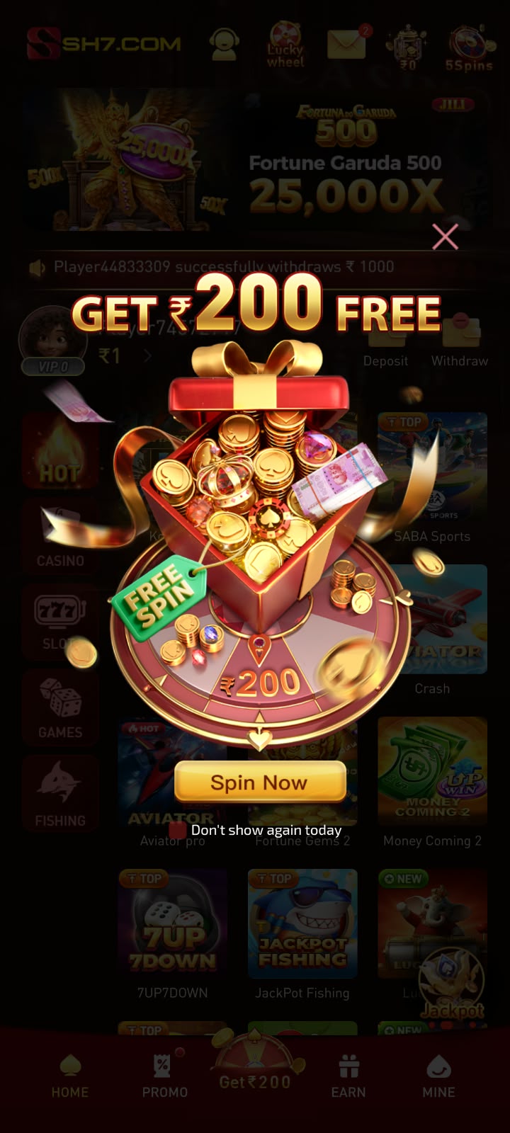 SH7 game app and APK download interface
